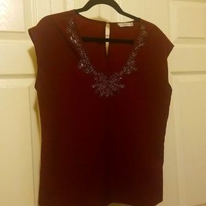 Wine Beaded blouse.